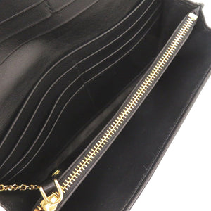 新品同様 プラダ キルティング ナイロン レザー ブラック 長財布 黒 1799【中古】PRADA