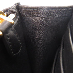新品同様 プラダ キルティング ナイロン レザー ブラック 長財布 黒 1799【中古】PRADA