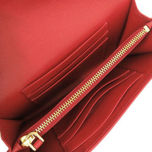 新品同様 プラダ 1M1437 ナイロン レザー レッド ショルダーウォレット 長財布 赤 1800【中古】PRADA
