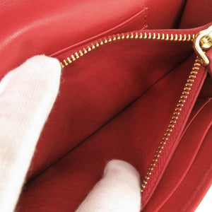 新品同様 プラダ 1M1437 ナイロン レザー レッド ショルダーウォレット 長財布 赤 1800【中古】PRADA