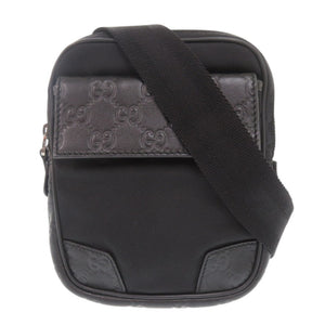 美品 グッチ グッチシマ ナイロン レザー 161823 ブラック ウエストバッグ ショルダーバッグ 黒 1852【中古】GUCCI