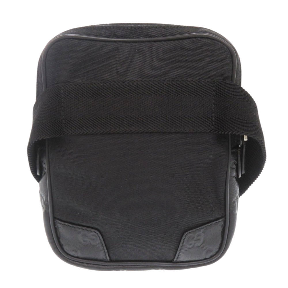 美品 グッチ グッチシマ ナイロン レザー 161823 ブラック ウエストバッグ ショルダーバッグ 黒 1852【中古】GUCCI