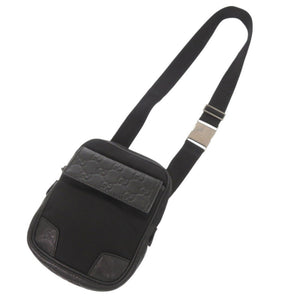 美品 グッチ グッチシマ ナイロン レザー 161823 ブラック ウエストバッグ ショルダーバッグ 黒 1852【中古】GUCCI