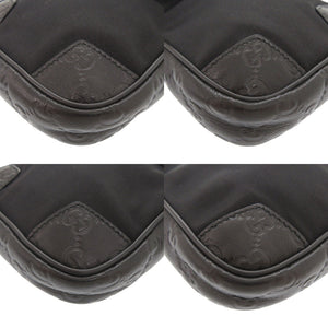 美品 グッチ グッチシマ ナイロン レザー 161823 ブラック ウエストバッグ ショルダーバッグ 黒 1852【中古】GUCCI