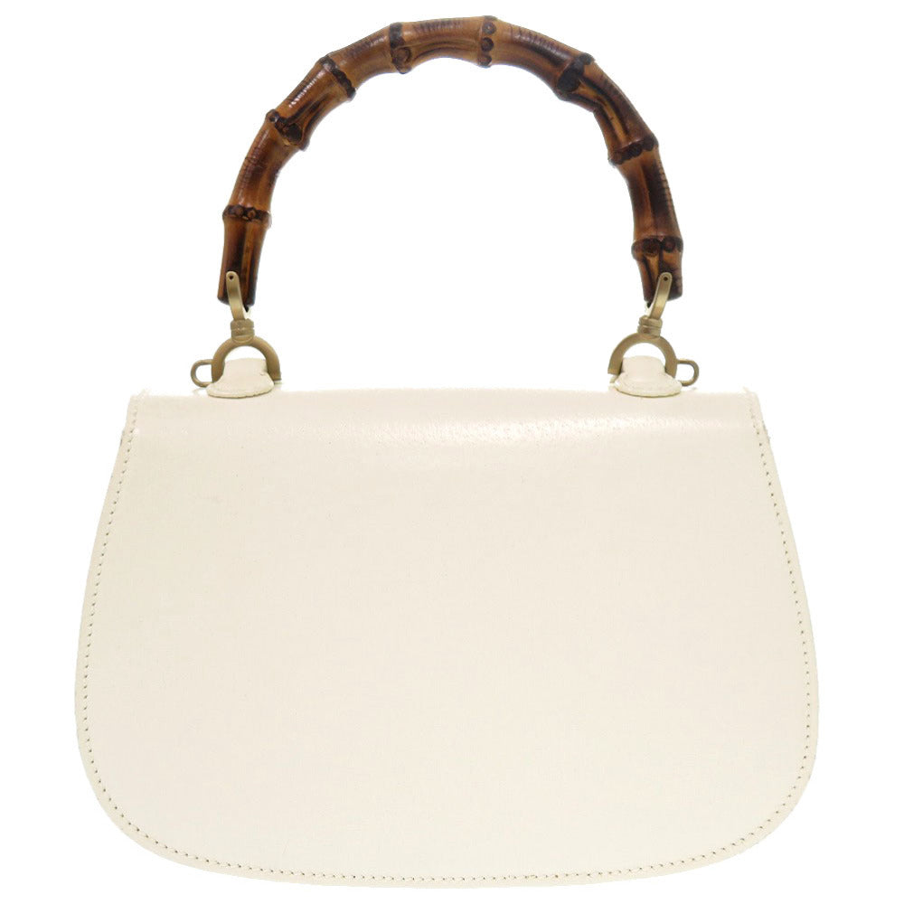 グッチ バンブー レザー ホワイト ゴールド金具 000 0188 2WAYハンドバッグ 白 1854 【中古】 GUCCI