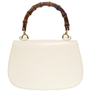 グッチ バンブー レザー ホワイト ゴールド金具 000 0188 2WAYハンドバッグ 白 1854 【中古】 GUCCI