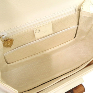 グッチ バンブー レザー ホワイト ゴールド金具 000 0188 2WAYハンドバッグ 白 1854 【中古】 GUCCI