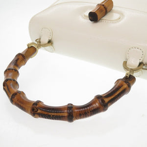 グッチ バンブー レザー ホワイト ゴールド金具 000 0188 2WAYハンドバッグ 白 1854 【中古】 GUCCI