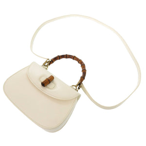 グッチ バンブー レザー ホワイト ゴールド金具 000 0188 2WAYハンドバッグ 白 1854 【中古】 GUCCI