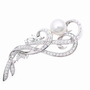 新品同様 ミキモト パール12.5mm ダイヤモンド2.21ct K18WG ブローチ ホワイトゴールド 真珠 ダイヤ ジュエリー1902【中古】MIKIMOTO アクセサリー
