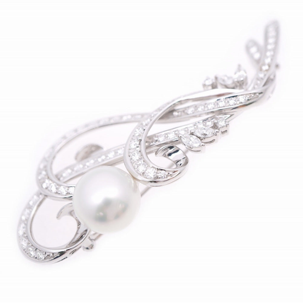 新品同様 ミキモト パール12.5mm ダイヤモンド2.21ct K18WG ブローチ ホワイトゴールド 真珠 ダイヤ ジュエリー1902【中古】MIKIMOTO アクセサリー