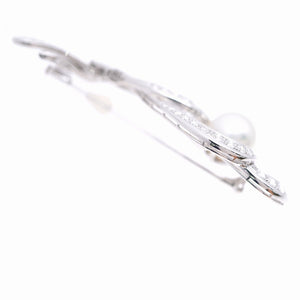 新品同様 ミキモト パール12.5mm ダイヤモンド2.21ct K18WG ブローチ ホワイトゴールド 真珠 ダイヤ ジュエリー1902【中古】MIKIMOTO アクセサリー