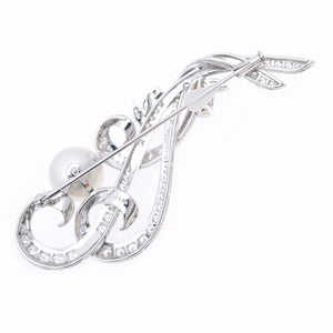 新品同様 ミキモト パール12.5mm ダイヤモンド2.21ct K18WG ブローチ ホワイトゴールド 真珠 ダイヤ ジュエリー1902【中古】MIKIMOTO アクセサリー