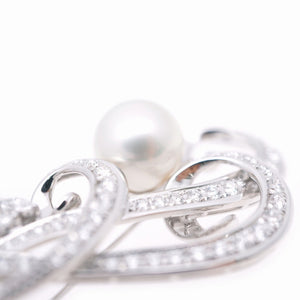 新品同様 ミキモト パール12.5mm ダイヤモンド2.21ct K18WG ブローチ ホワイトゴールド 真珠 ダイヤ ジュエリー1902【中古】MIKIMOTO アクセサリー