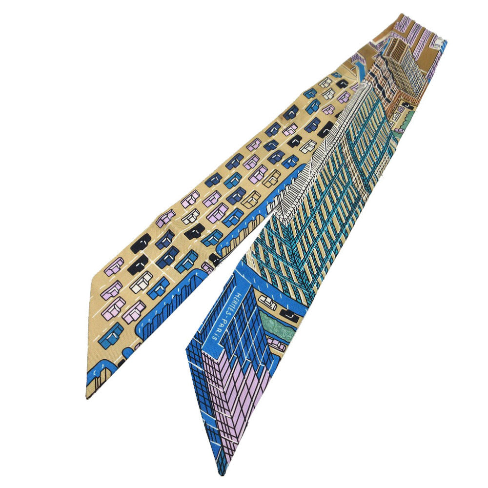 エルメス ツイリー パンタンシティ スカーフ シルク ベージュ/ブルーコバルト/ヴェール 2024【中古】HERMES