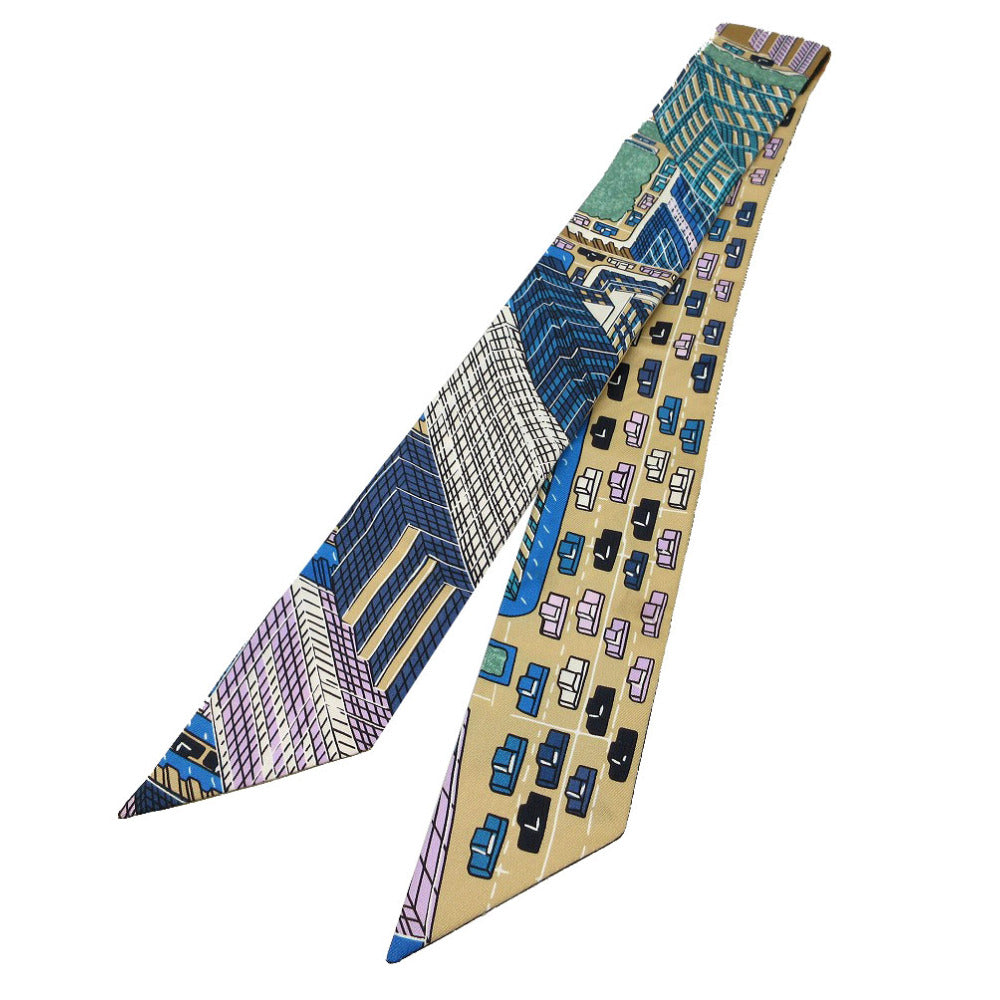 エルメス ツイリー パンタンシティ スカーフ シルク ベージュ/ブルーコバルト/ヴェール 2024【中古】HERMES