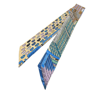 エルメス ツイリー パンタンシティ スカーフ シルク ベージュ/ブルーコバルト/ヴェール 2026【中古】HERMES