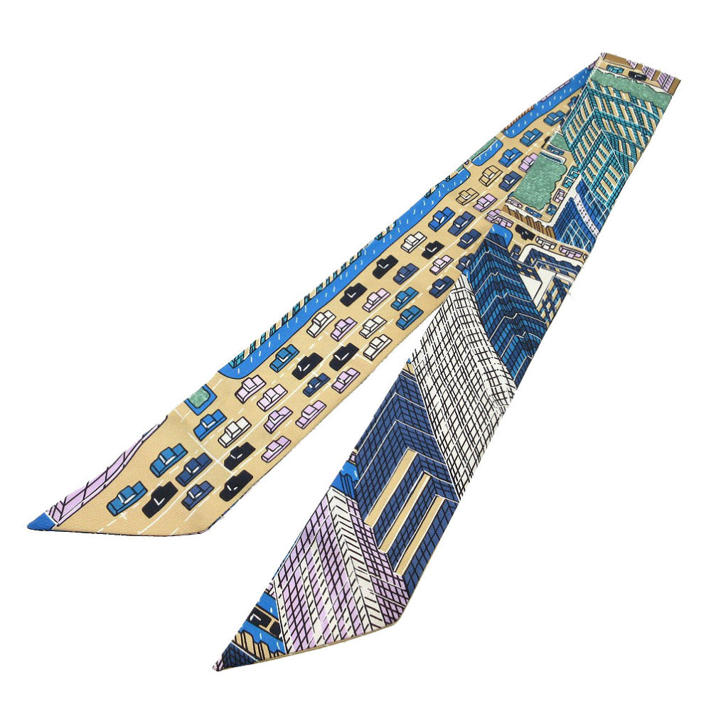 エルメス ツイリー パンタンシティ スカーフ シルク ベージュ/ブルーコバルト/ヴェール 2026【中古】HERMES