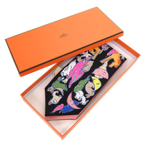 未使用 エルメス ツイリー ツイルアップ MILLE ET UN LAPINS スカーフ シルク ブラック 2027【中古】HERMES