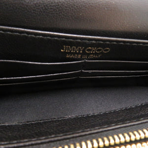 美品 ジミーチュウ チェーンウォレット ベロア ブラック 長財布 黒 2030【中古】JIMMY CHOO