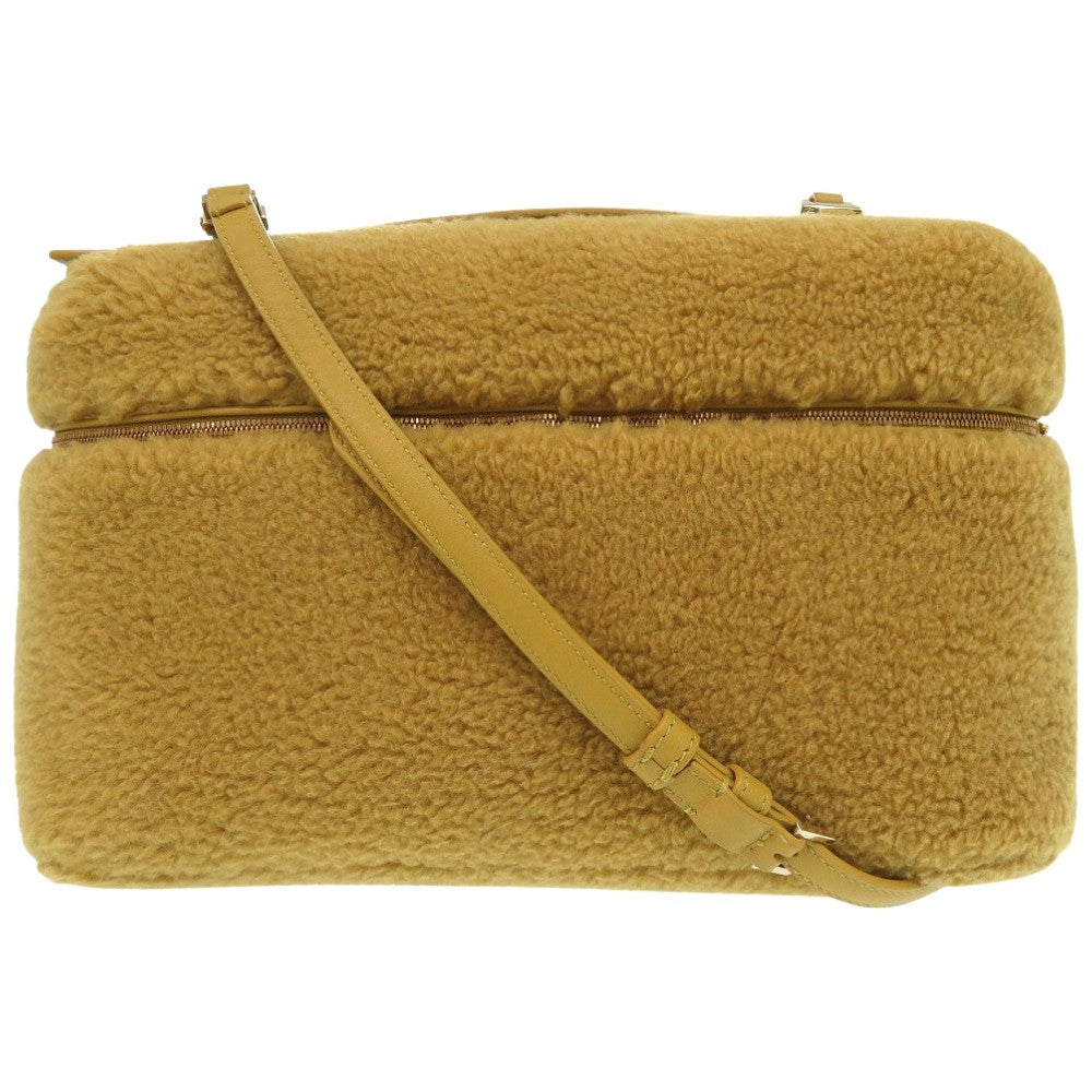 新品同様 ロロピアーナ ボア ショルダーバッグ カシミヤ マスタード 2038【中古】Loro Piana