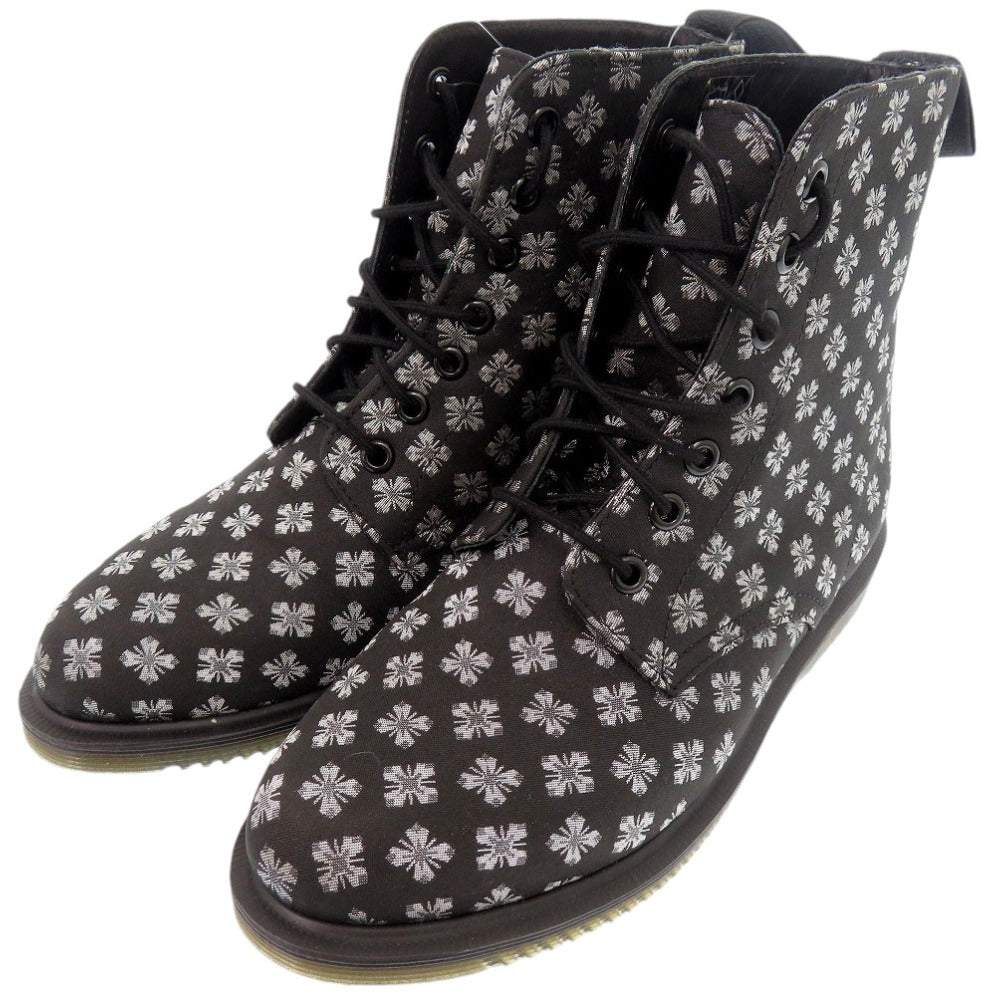 新品同様 ドクターマーチン キャスリーン KATHLEEN 7ホール 総柄 ブーツ 23cm キャンバス ブラック 2050【中古】Dr.Martens