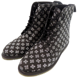 新品同様 ドクターマーチン キャスリーン KATHLEEN 7ホール 総柄 ブーツ 23cm キャンバス ブラック 2050【中古】Dr.Martens