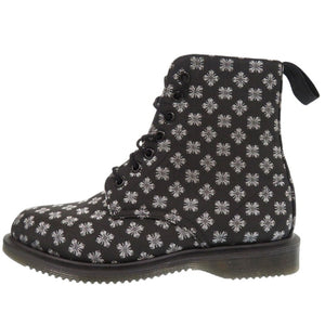 新品同様 ドクターマーチン キャスリーン KATHLEEN 7ホール 総柄 ブーツ 23cm キャンバス ブラック 2050【中古】Dr.Martens