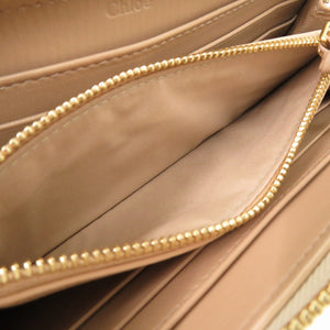 新品同様 クロエ ロゴ レザー ベージュ ラウンドファスナー 長財布 2071 【中古】 Chloe