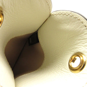 新品同様 クロエ WALDEN カードケース チェーン付き レザー ベージュ 2073【中古】Chloe