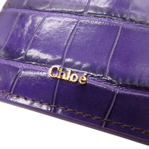 未使用 クロエ CHC19UP300 レザー パープル 紫 カードケース 財布 2074【中古】Chloe