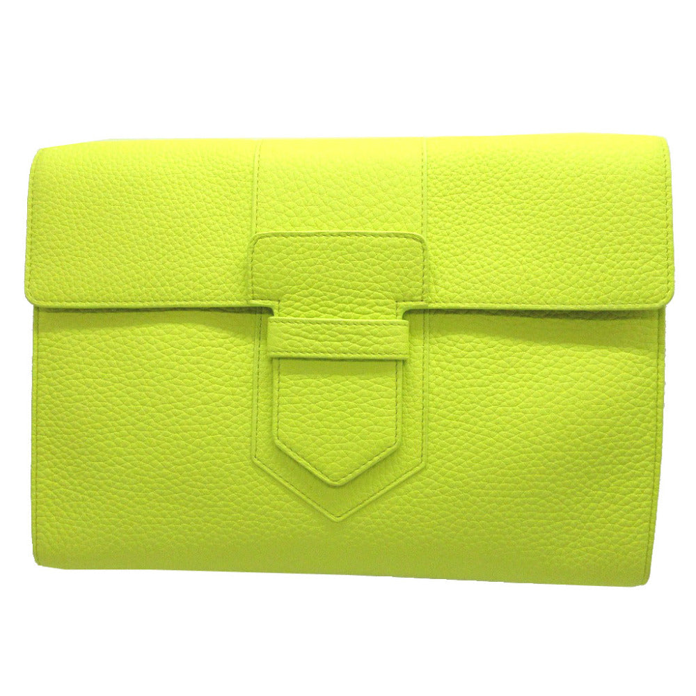 新品同様 デルヴォー プレッセ Presse A5 トリヨンレザー ライムグリーン 黄 クラッチバッグ 2082【中古】DELVAUX