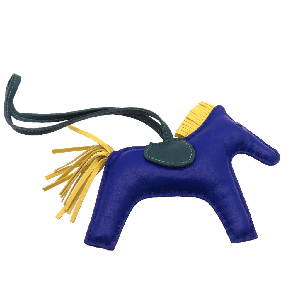 美品 エルメス ロデオMM チャーム アニョーミロ ブルーエレクトリック マラカイト ライム キーホルダー バッグチャーム 青 黄色 緑 2086【中古】HERMES