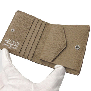 未使用 メゾンマルジェラ S56UI0140 レザー ベージュ 2つ折り財布 財布 2094【中古】Maison Margiela