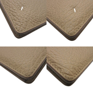 未使用 メゾンマルジェラ S56UI0140 レザー ベージュ 2つ折り財布 財布 2094【中古】Maison Margiela