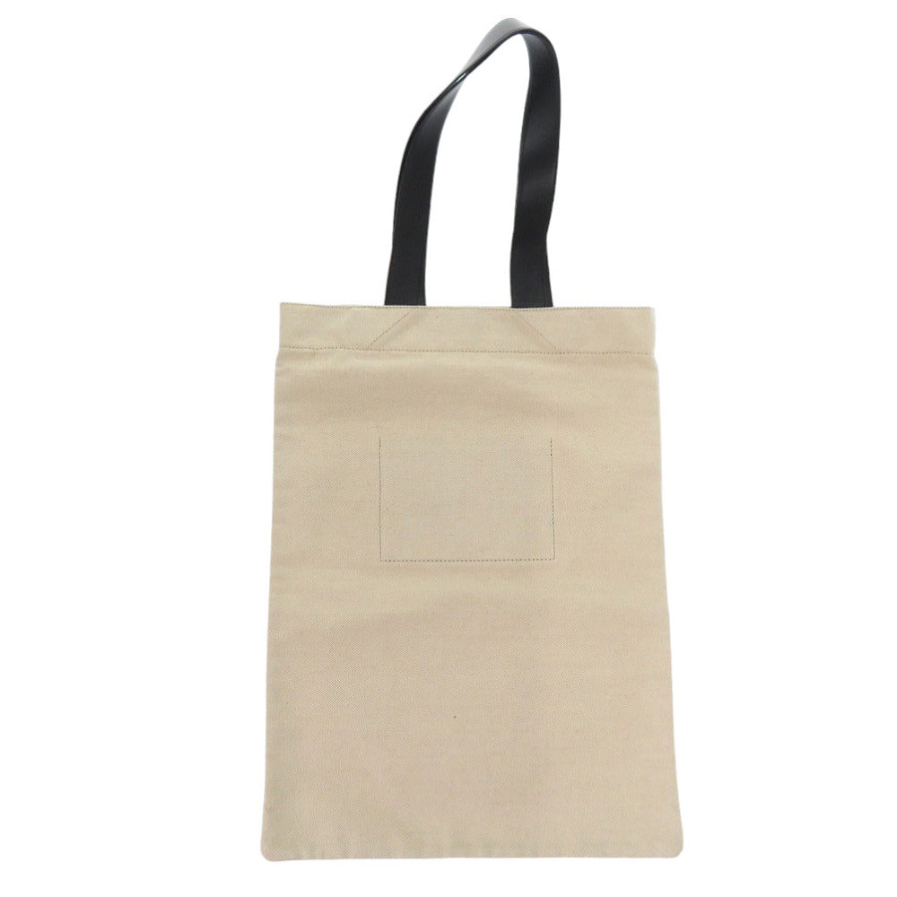 新品同様 ジルサンダー フラットショッパー ロゴ レザー キャンバス ベージュ ブラック トートバッグ 2116 【中古】 JIL SANDER