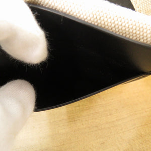 新品同様 ジルサンダー フラットショッパー ロゴ レザー キャンバス ベージュ ブラック トートバッグ 2116 【中古】 JIL SANDER