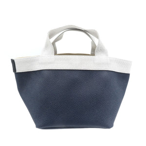 未使用 エルベシャプリエ 701GP リュクス舟形トートS コーティングキャンバス コットン シルバー金具 ネイビー シルバー ハンドバッグ 2135【中古】Hervé Chapelier