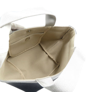 未使用 エルベシャプリエ 701GP リュクス舟形トートS コーティングキャンバス コットン シルバー金具 ネイビー シルバー ハンドバッグ 2135【中古】Hervé Chapelier