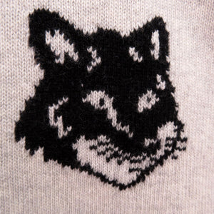 新品同様 メゾンキツネ フォックスヘッド セーター FOX HEAD INTARSIA COMFORT SWEATER ニット Lサイズ LW00815KT1063 ニット ウールグレー 2137【中古】MAISON KITSUNE