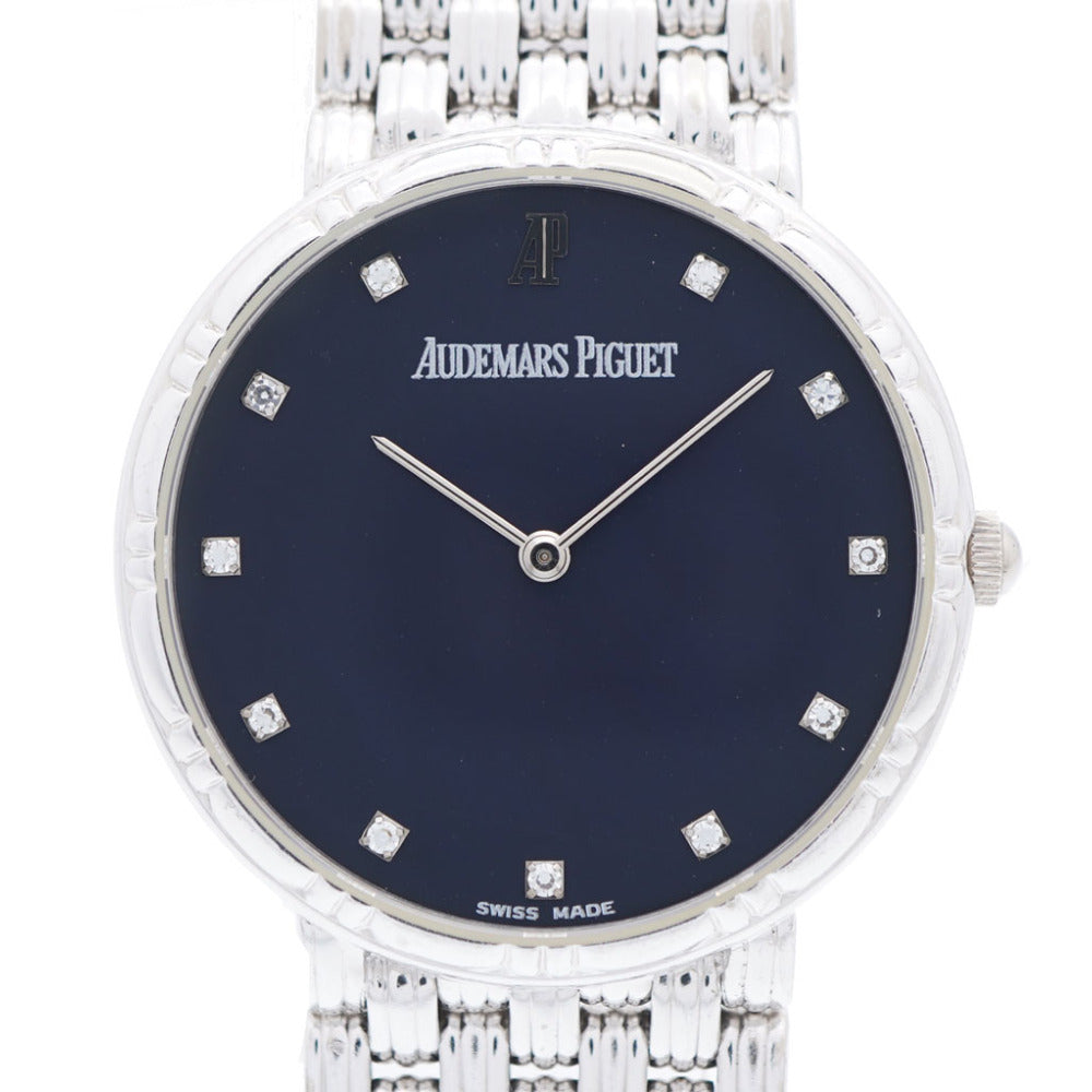 美品 オーデマピゲ 手巻き 11Pダイヤ K18WG 金無垢 腕時計 750 ホワイトゴールド ブラック 黒文字盤 0051【中古】AUDEMARS PIGUET メンズ