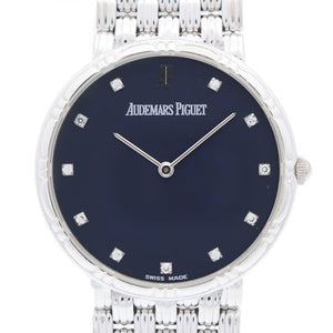 美品 オーデマピゲ 手巻き 11Pダイヤ K18WG 金無垢 腕時計 750 ホワイトゴールド ブラック 黒文字盤 0051【中古】AUDEMARS PIGUET メンズ