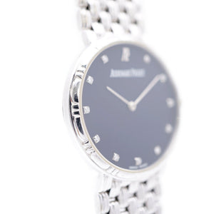 美品 オーデマピゲ 手巻き 11Pダイヤ K18WG 金無垢 腕時計 750 ホワイトゴールド ブラック 黒文字盤 0051【中古】AUDEMARS PIGUET メンズ