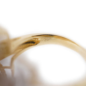 美品 K18YG パール4.5-7mm ダイヤ リング イエローゴールド/ダイヤモンド/アコヤ真珠 10号 指輪 0052【中古】レディース