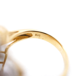 美品 K18YG パール4.5-7mm ダイヤ リング イエローゴールド/ダイヤモンド/アコヤ真珠 10号 指輪 0052【中古】レディース