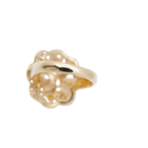 美品 K18YG パール4.5-7mm ダイヤ リング イエローゴールド/ダイヤモンド/アコヤ真珠 10号 指輪 0052【中古】レディース