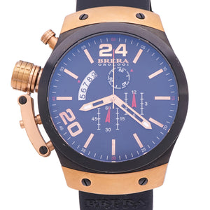 ブレラオロロジ レフティ 左用 BRESC4805 クオーツ 腕時計 ステンレススチール/ラバー ブラック 黒文字盤 0054【中古】BRERA OROLOGI メンズ