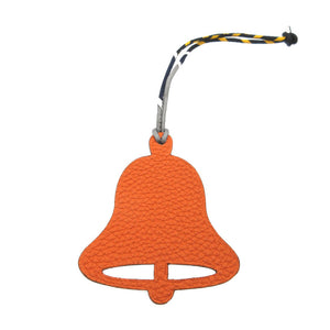 新品同様 エルメス プティアッシュ ベル 鐘 ヴォーエプソン トリヨンクレマンス オレンジ エタン バッグチャーム キーホルダー 0074【中古】HERMES