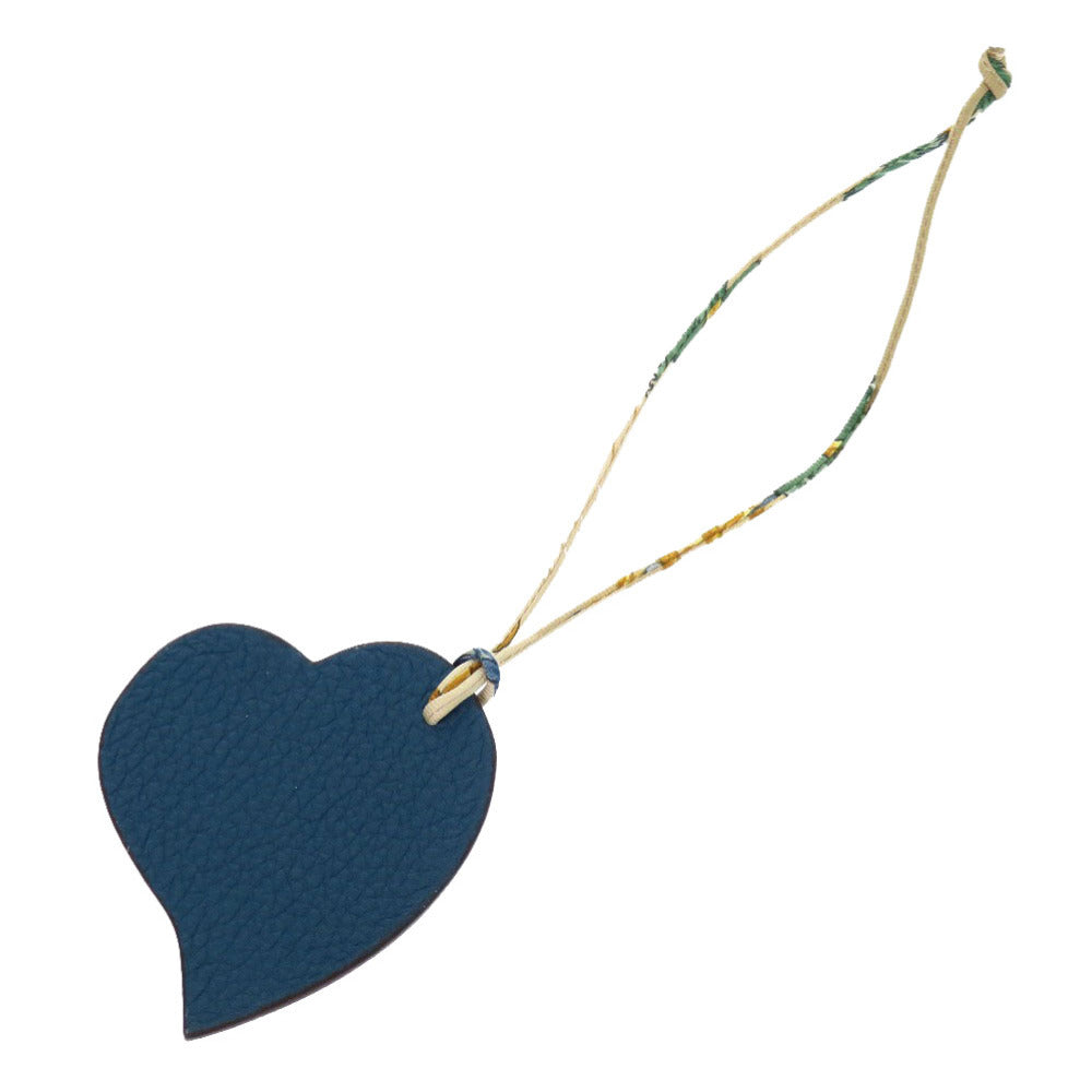 エルメス プティアッシュ ハート レザー レッド ブルー バッグチャーム 0079 【中古】 HERMES