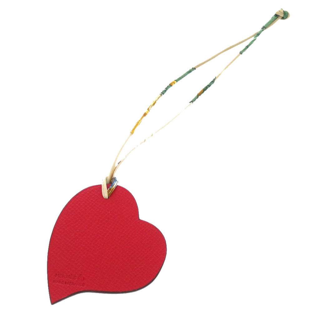 エルメス プティアッシュ ハート レザー レッド ブルー バッグチャーム 0079 【中古】 HERMES